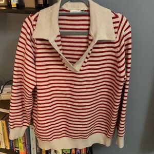 Lush Red and Cream Knit Sweater